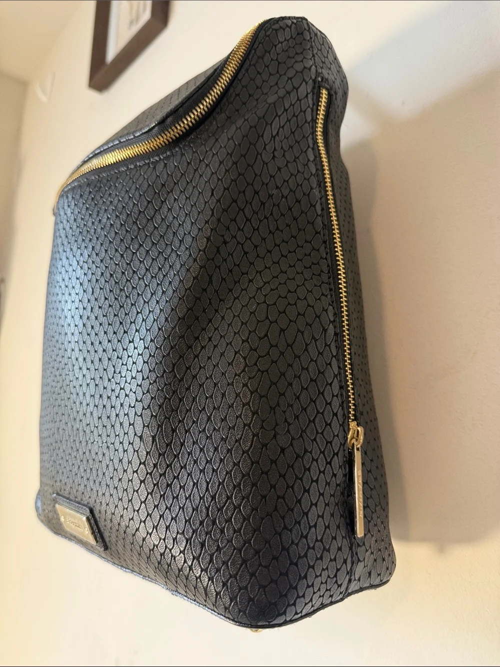 Brahmin Black Textured One Of A Kind Vintage Backpack with Gold Hardware